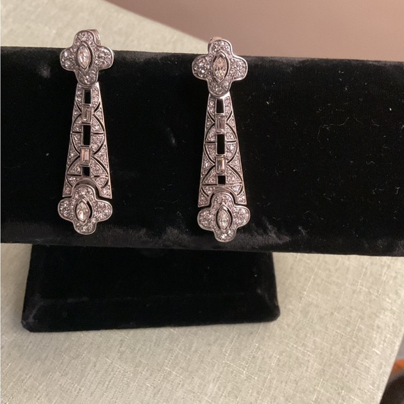 CINER created for MMA Vintage silver/crystal rhinestone earrings - Picture 1 of 6
